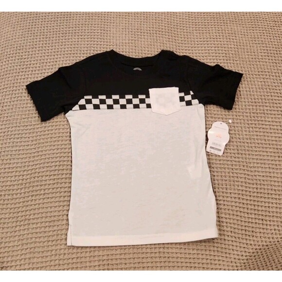 wonder nation Other - Boys Short Sleeve Pocket T-Shirt Size XS 4/5 Black And White Wonder Nation
